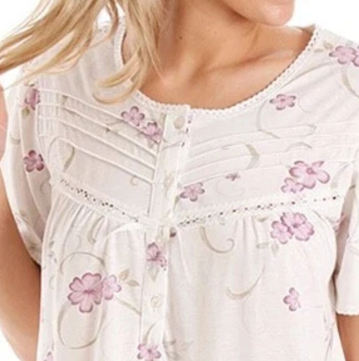 Floral Short Sleeve Poly Cotton Jersey Nightdress