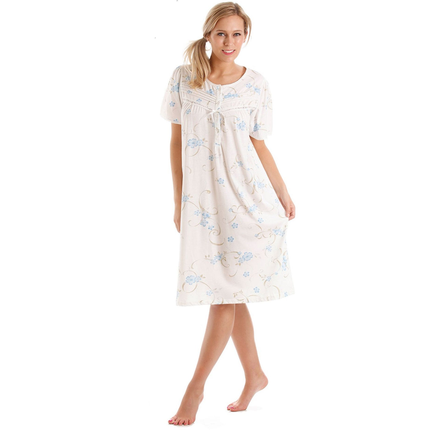 Easy Care Poly Cotton Floral Print Short Sleeve Nightdress