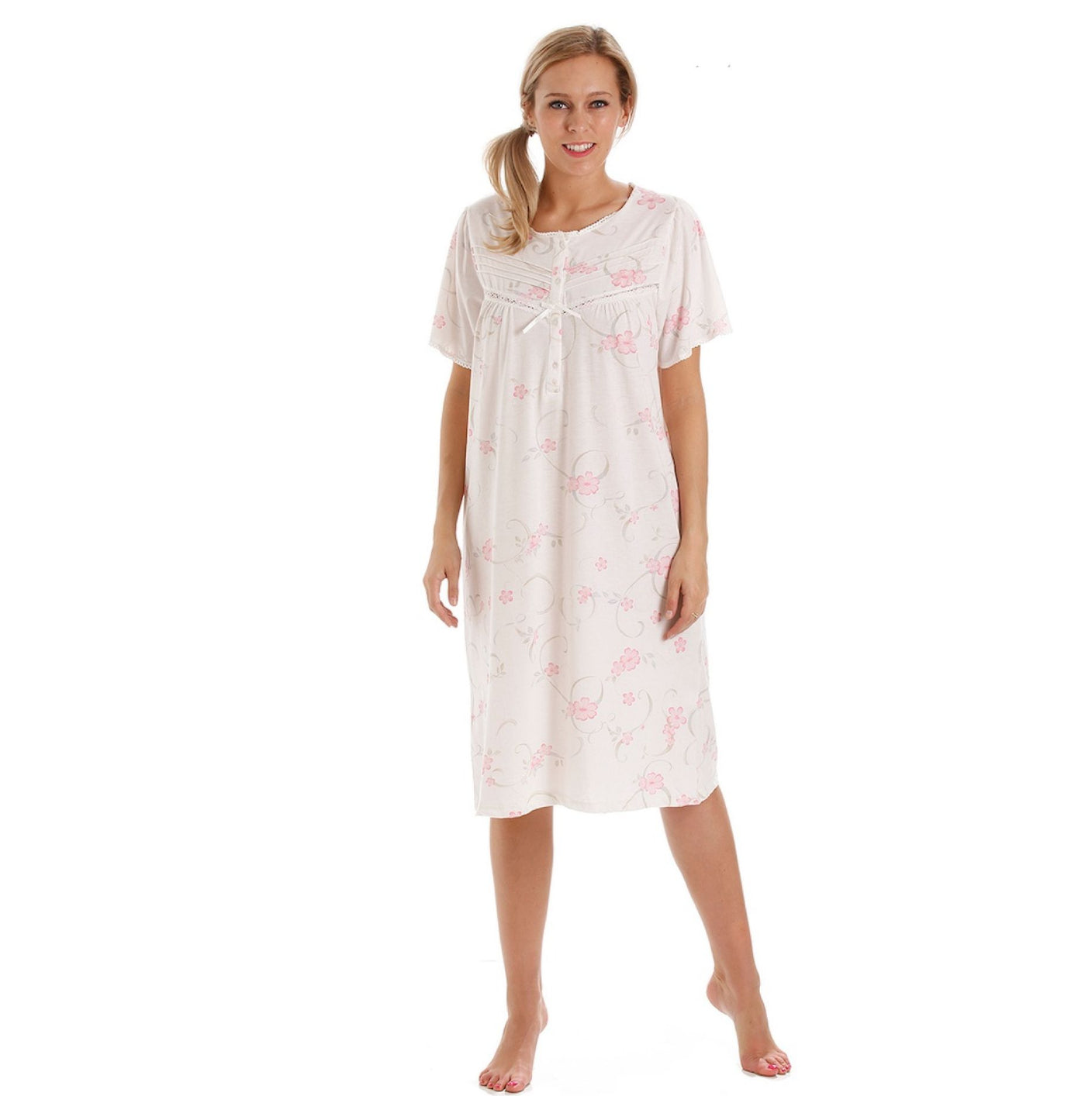 Easy Care Poly Cotton Floral Print Short Sleeve Nightdress