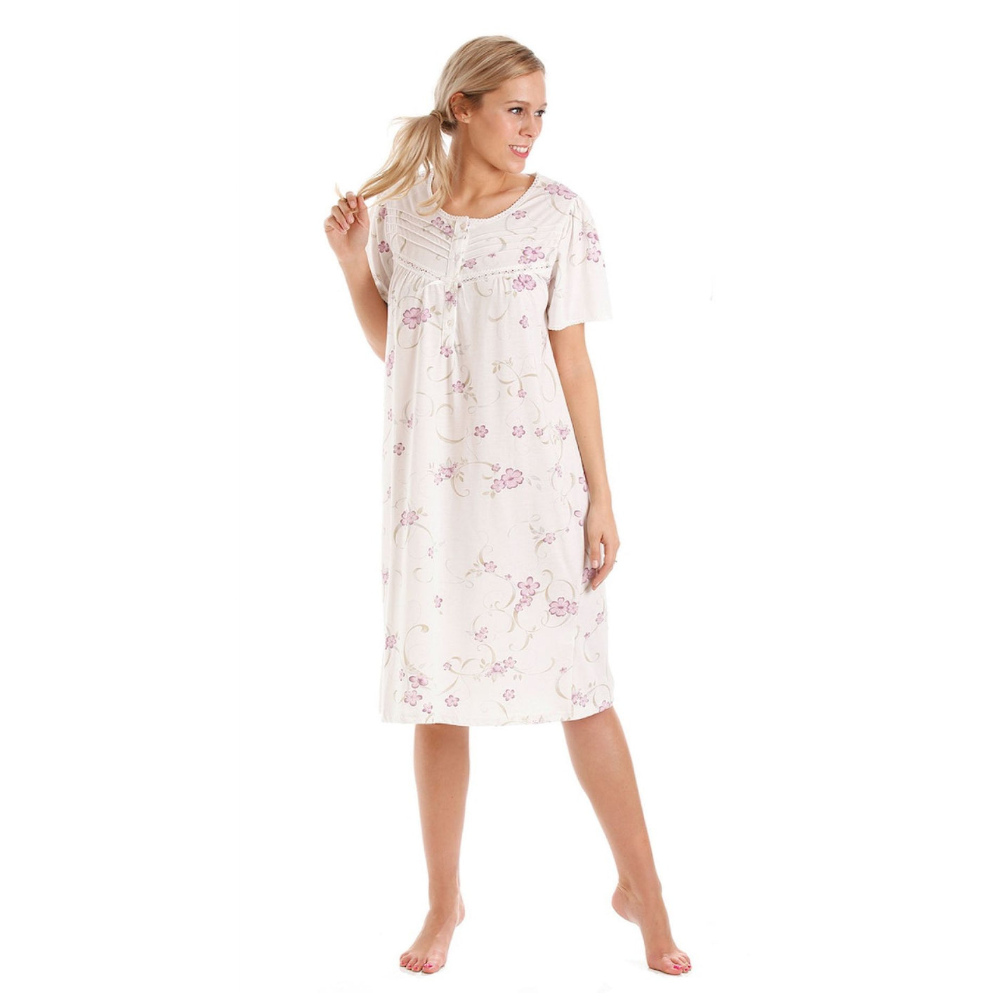 Easy Care Poly Cotton Floral Print Short Sleeve Nightdress