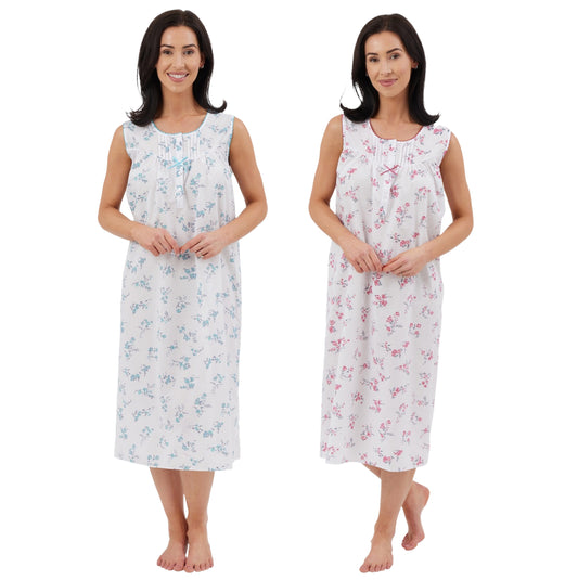 Sleeveless Floral Print Woven Nightdress