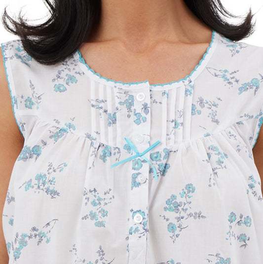 Sleeveless Floral Print Woven Nightdress