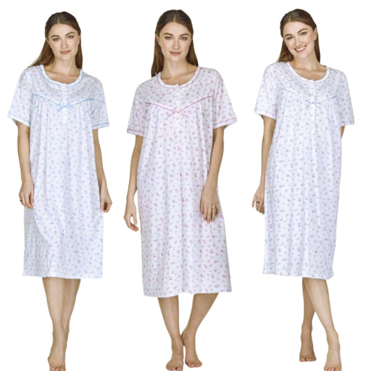Cotton Rich Rose Print Jersey Short Sleeve Nightdress