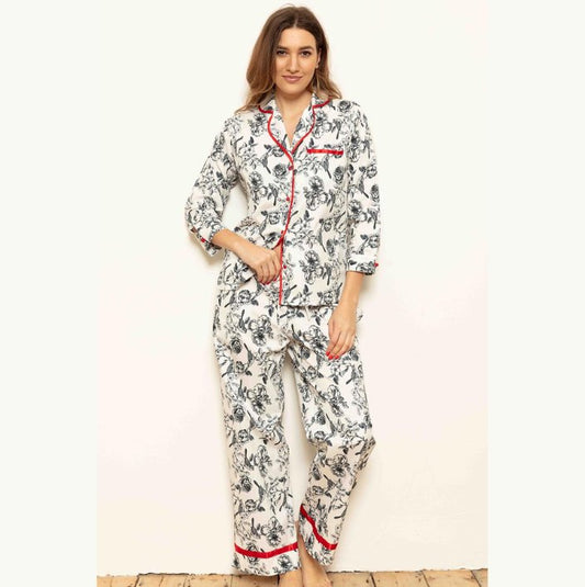 100% Cotton Brushed Poplin PJ Set - Pure Night100% Cotton Brushed Poplin PJ Set