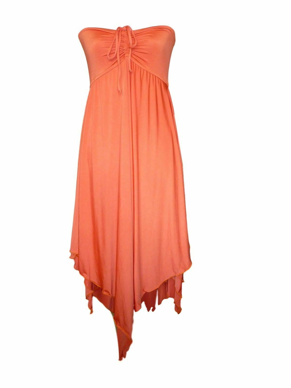 Emar Strapless Hanky Hem Beach Dress - Navy, Paprika, Turquoise - S/M L/XL