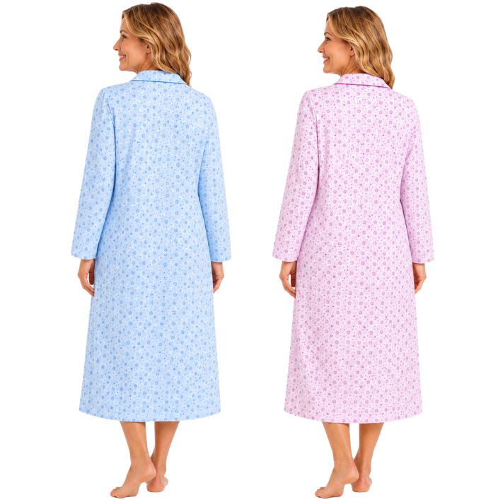 100% Brushed Cotton Winceyette Long Sleeve Nightdress