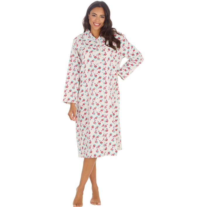 100% Brushed Cotton Long Sleeve Nightdress