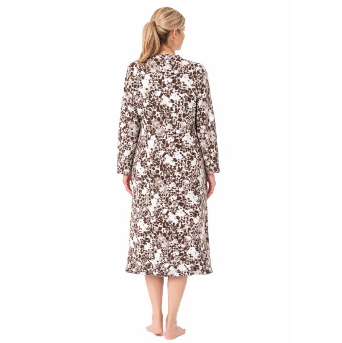 Soft Feel Fleece Zipped Front Leopard Print Dressing Gown