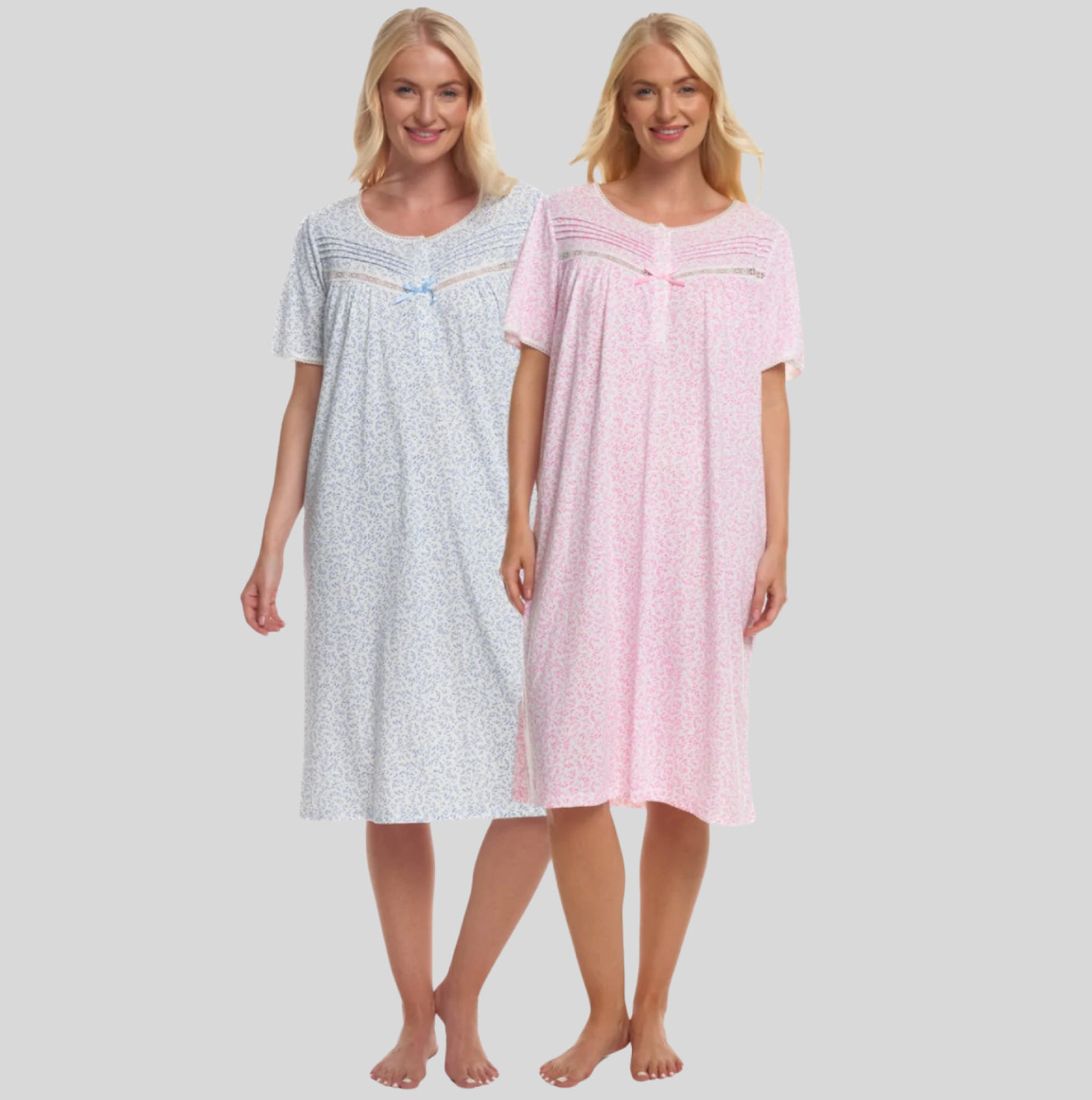 Easy Care Poly Cotton Leaf Print Short Sleeve Nightdress