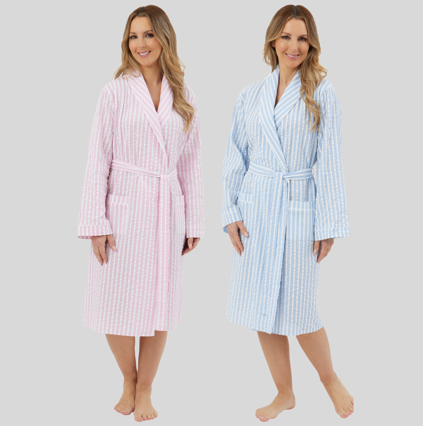 100% Cotton Seersucker Stripe Kimono Wrap