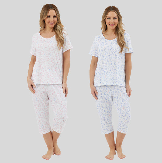 100% Cotton Jersey 3/4 Length Short Sleeve Pyjamas