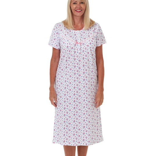 Maria 100% Cotton Jersey Short Sleeve Nightdress - Size 8/10
