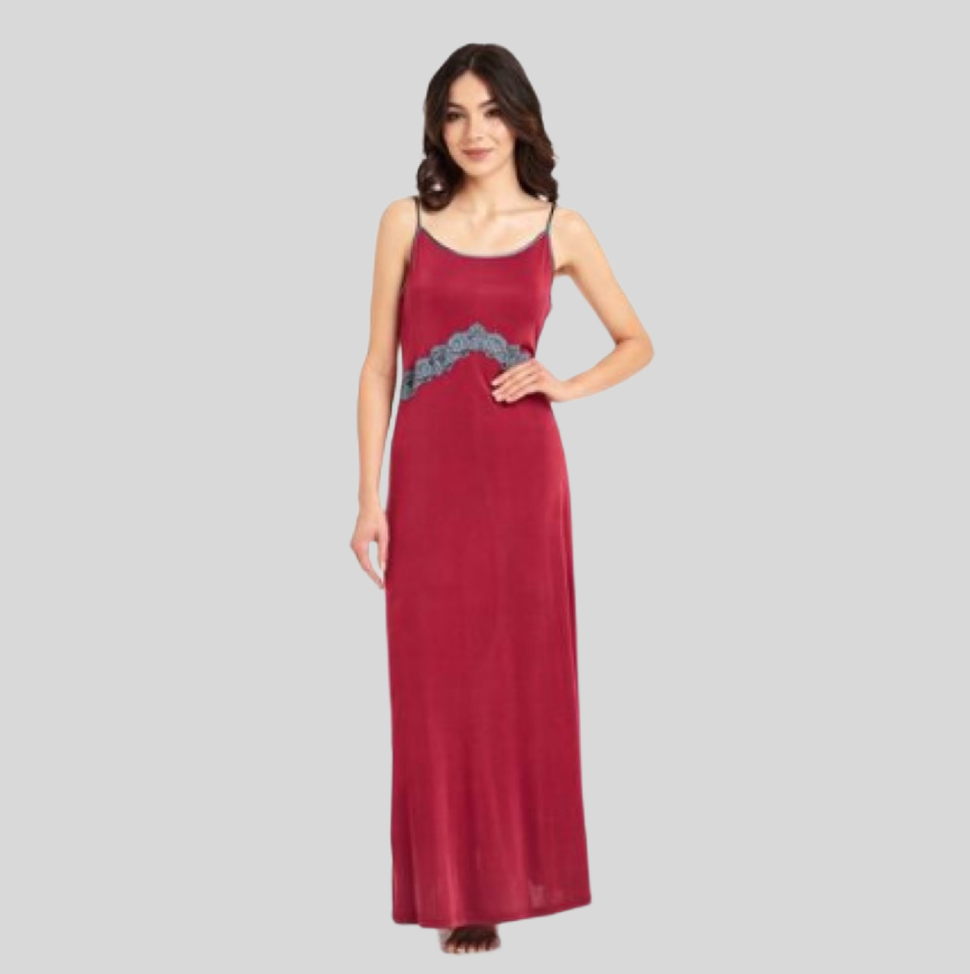 Silk Blend Satin Edged Silky Jersey Nightdress - Ruby 8 to 22