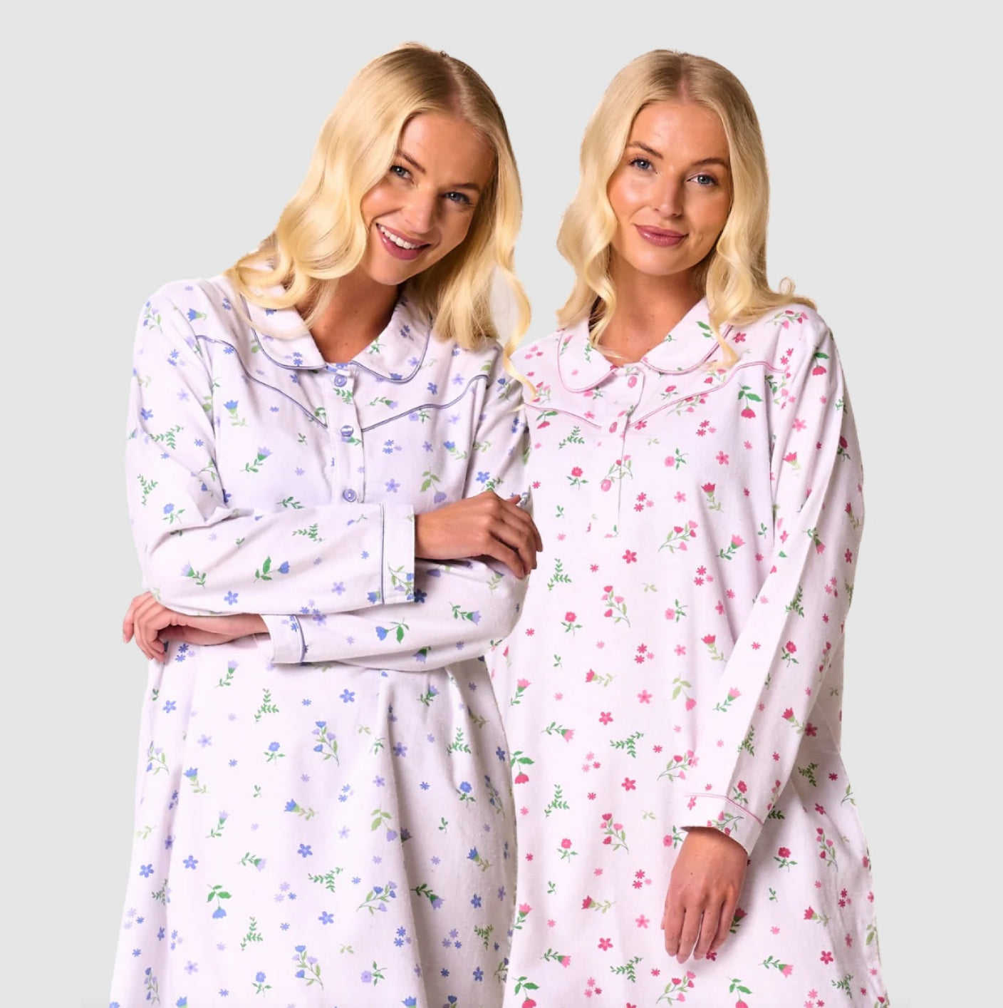 100% Cotton Daisy Print Winceyette Long Sleeve Nightdress