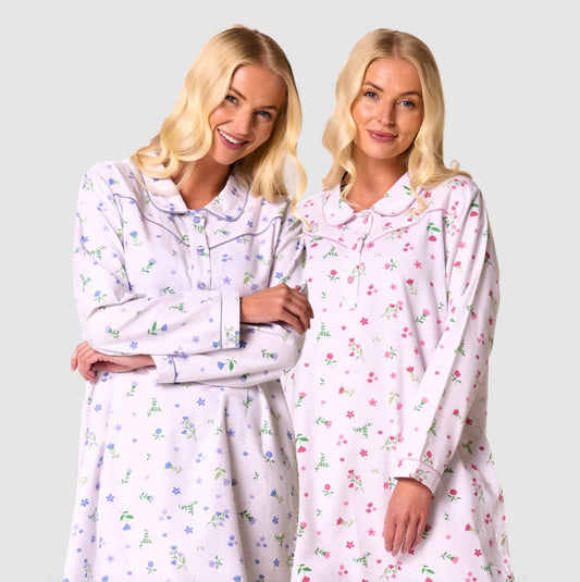 100% Cotton Daisy Print Winceyette Long Sleeve Nightdress