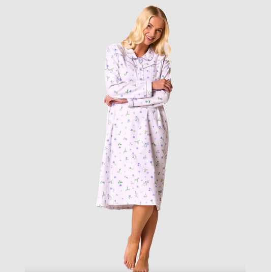 100% Cotton Daisy Print Winceyette Long Sleeve Nightdress