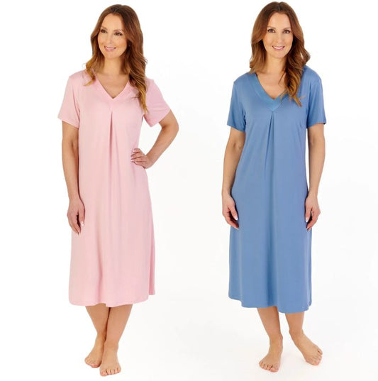 Satin Edged Short Sleeve Supersoft Nightdress