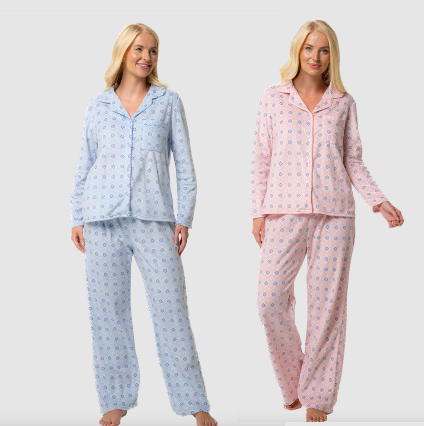 Polished Fleece Classic Style Pyjamas – Pure Night