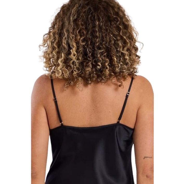 Long Satin Chemise Nightdress - Black Pearl & Navy