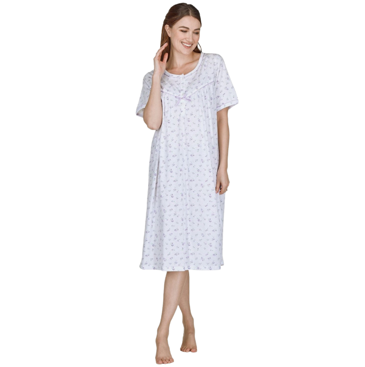 Cotton Rich Rose Print Jersey Short Sleeve Nightdress
