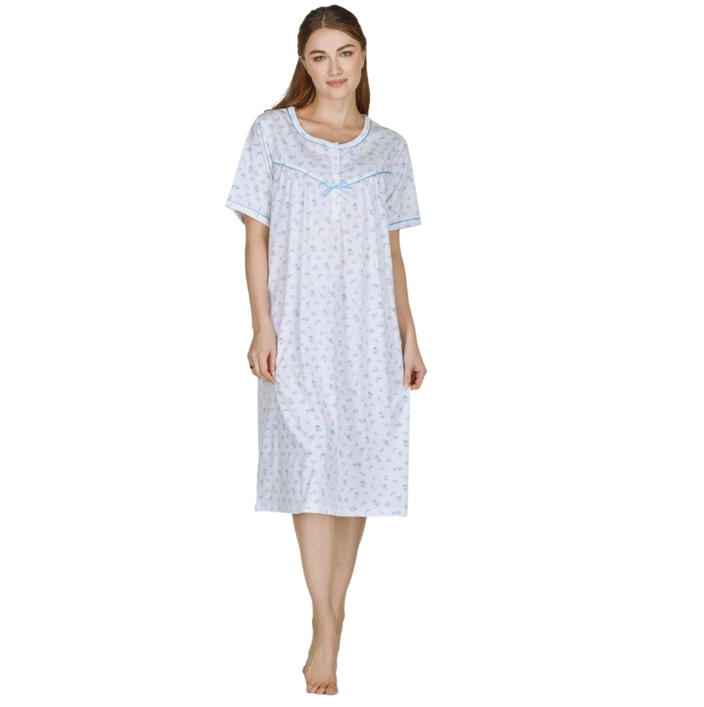 Cotton Rich Rose Print Jersey Short Sleeve Nightdress