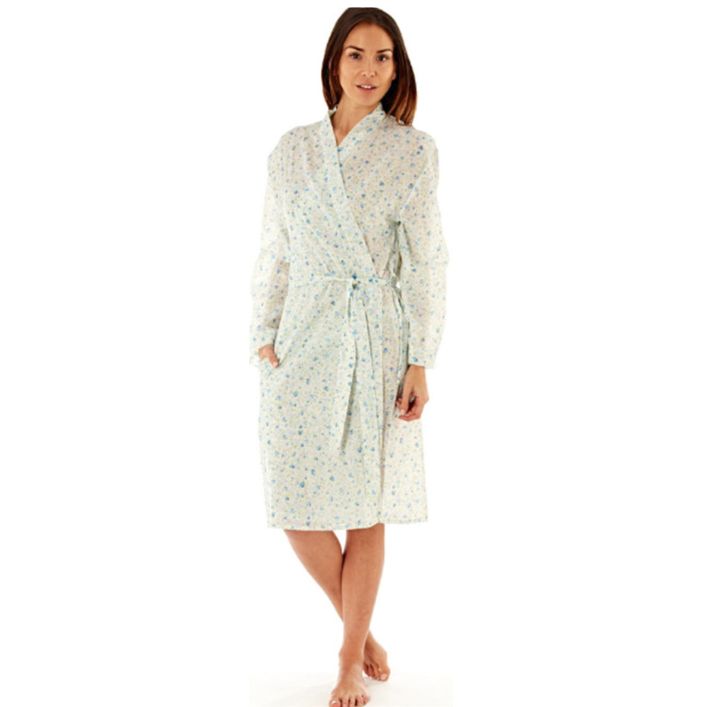 Floral Poly Cotton Wrap - Blue - 18/20 only