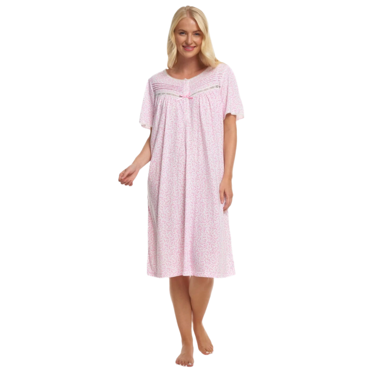 Easy Care Poly Cotton Leaf Print Short Sleeve Nightdress