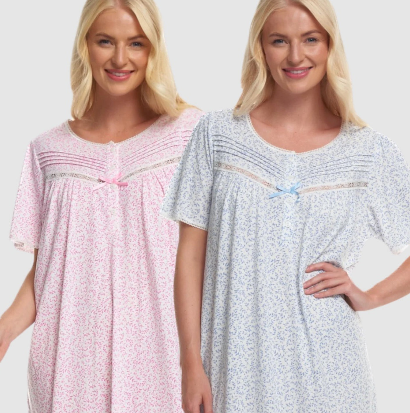 Easy Care Poly Cotton Leaf Print Short Sleeve Nightdress