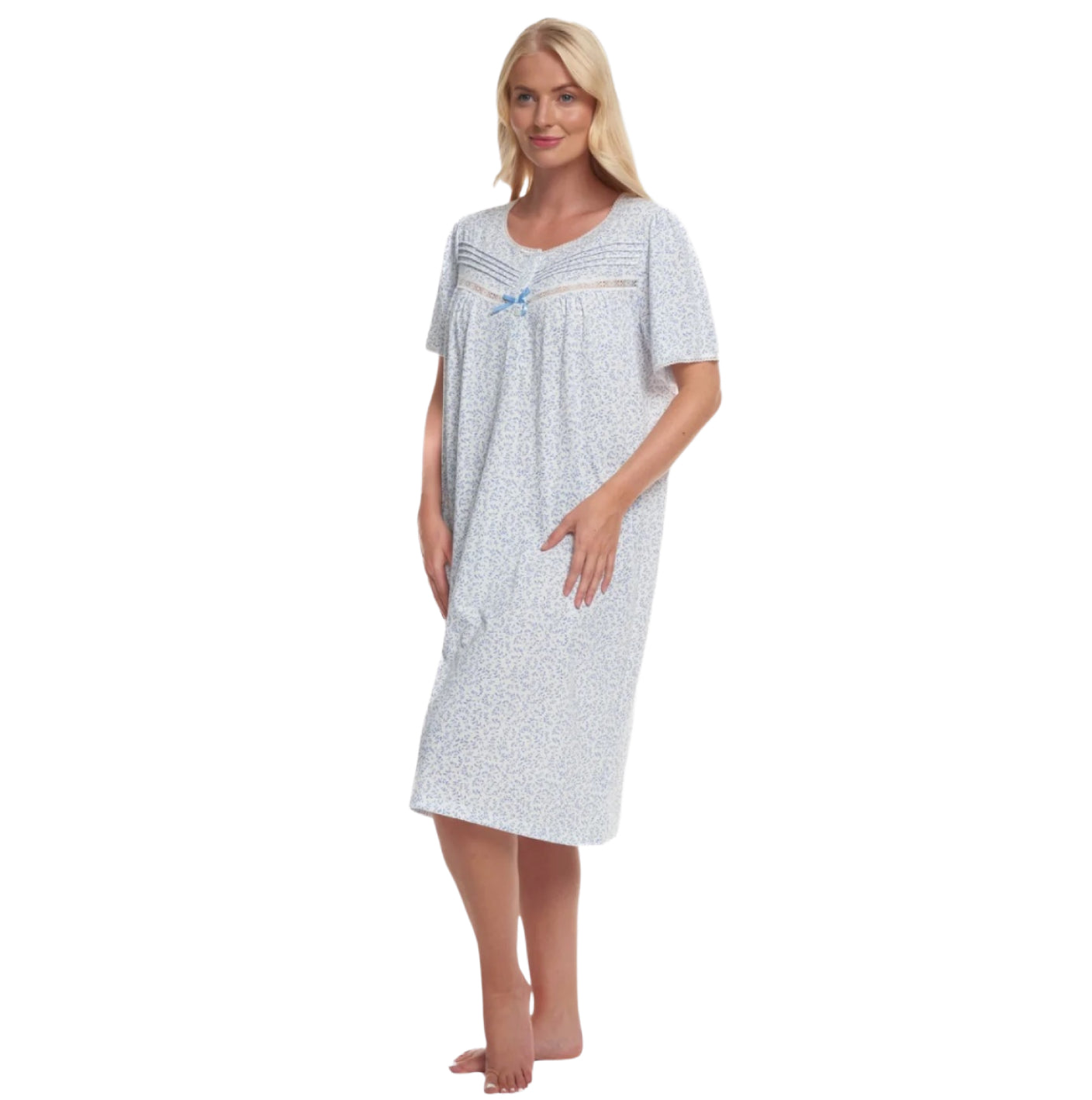 Easy Care Poly Cotton Leaf Print Short Sleeve Nightdress