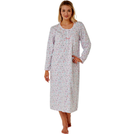 100% Cotton Long Sleeve Nightdress - Pink - 20/22 Only