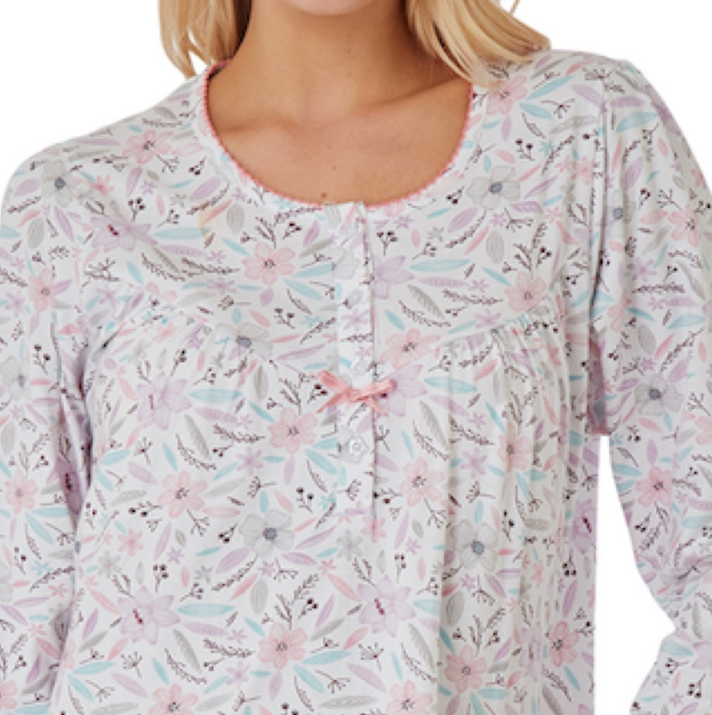 100% Cotton Long Sleeve Nightdress - Pink - 20/22 Only