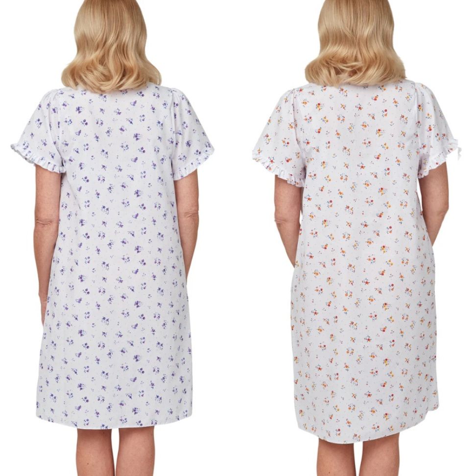 Pretty Floral Print V Neck Poly Cotton Easy Care NIghtdress