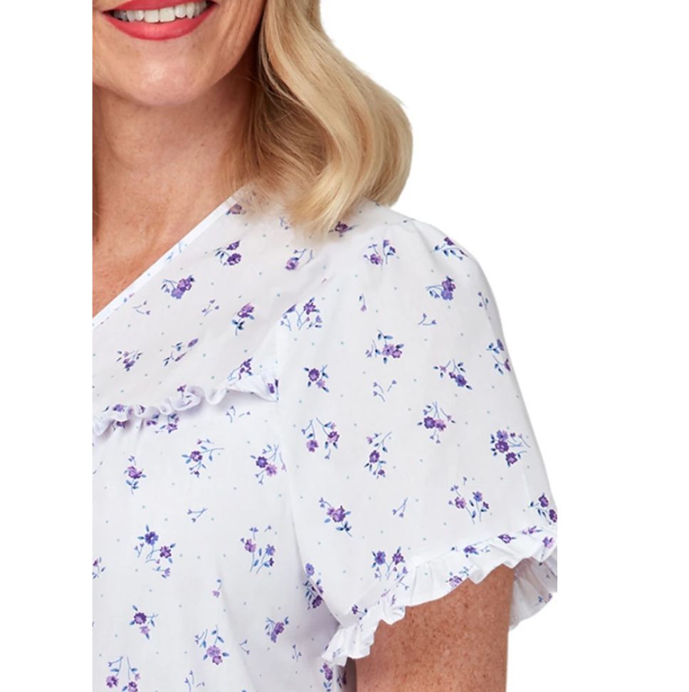 Pretty Floral Print V Neck Poly Cotton Easy Care NIghtdress
