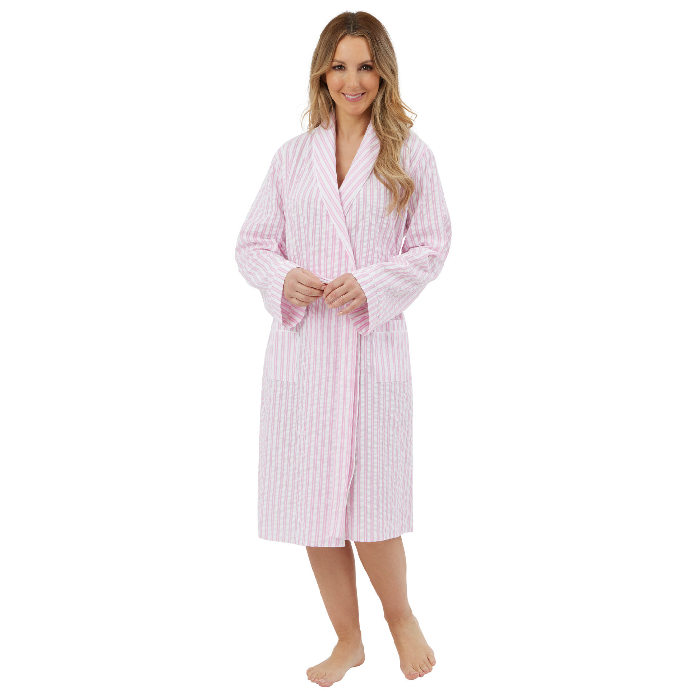 100% Cotton Seersucker Stripe Kimono Wrap