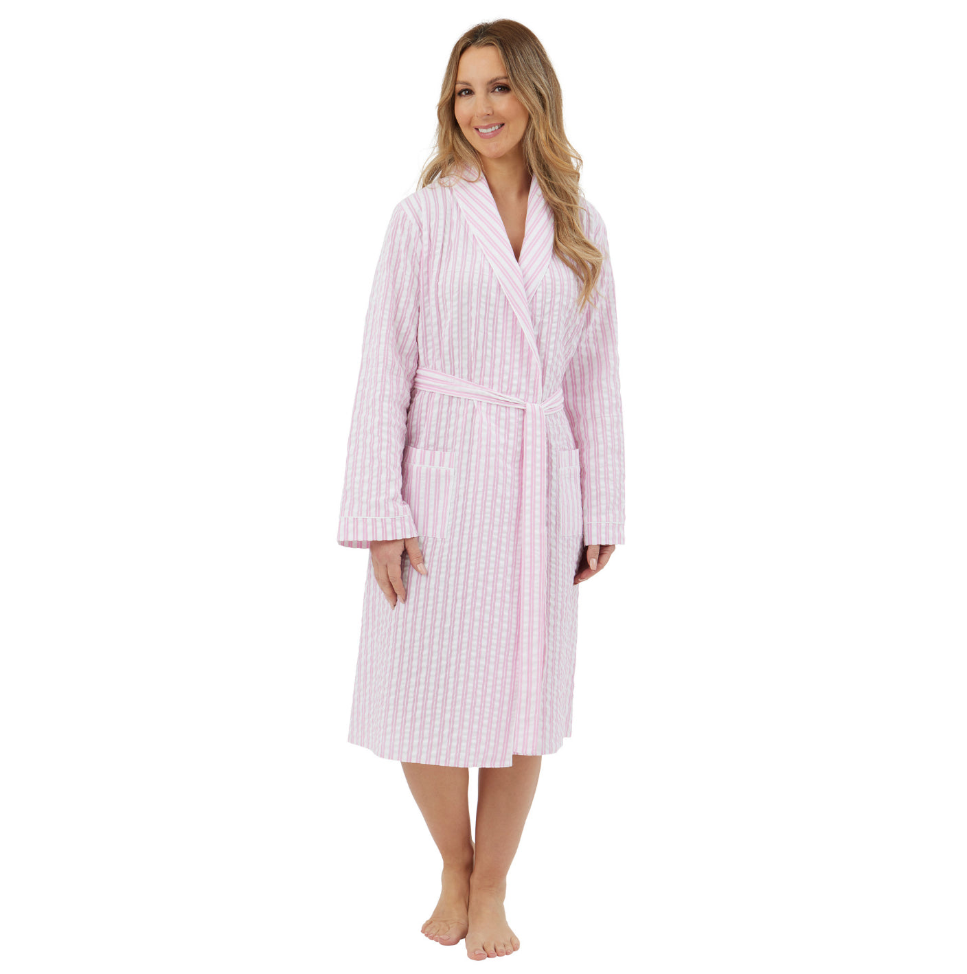 100% Cotton Seersucker Stripe Kimono Wrap