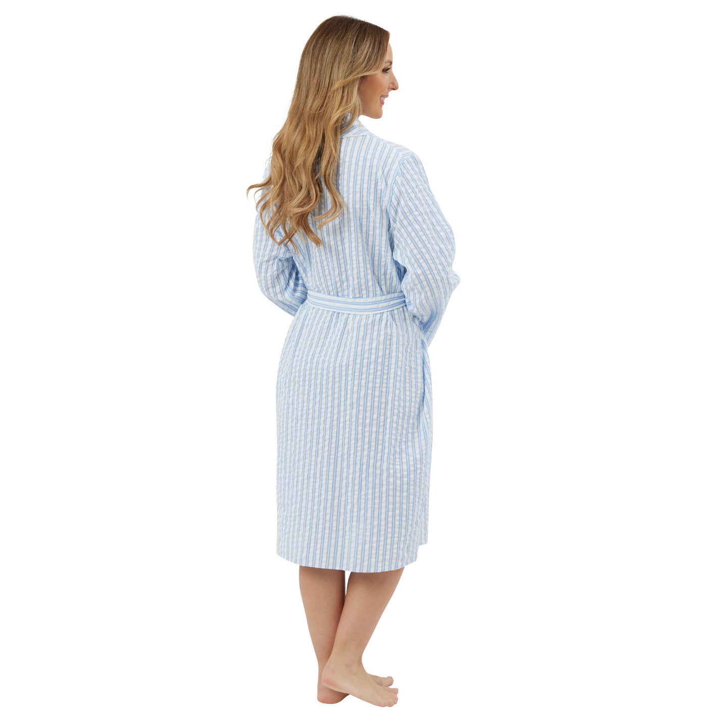 100% Cotton Seersucker Stripe Kimono Wrap