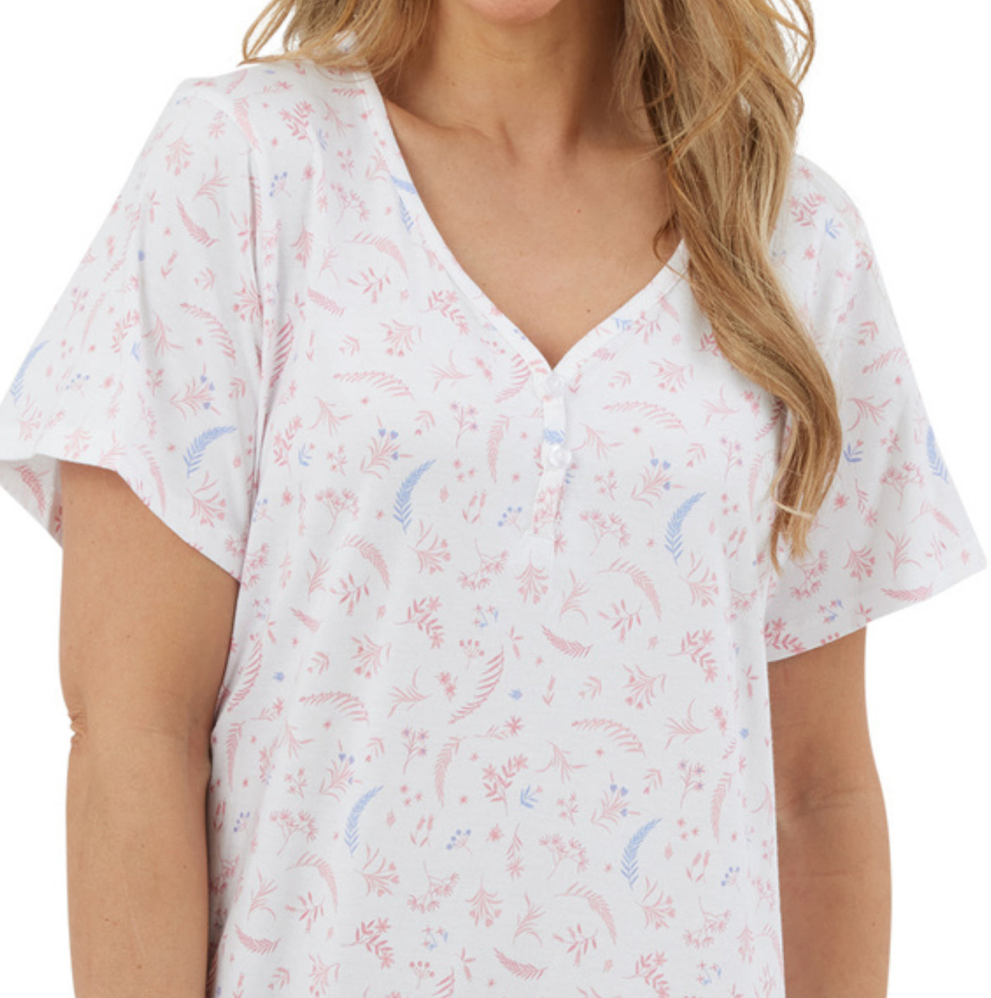 100% Cotton Jersey Harvest Print Short Sleeve 46" Nightdress