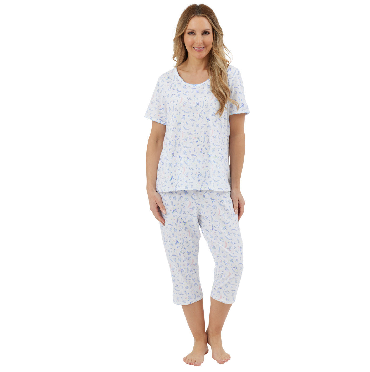 100% Cotton Jersey 3/4 Length Short Sleeve Pyjamas