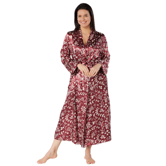 Autumn Leaves Satin Tie Robe