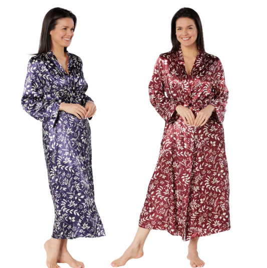 Autumn Leaves Satin Tie Robe