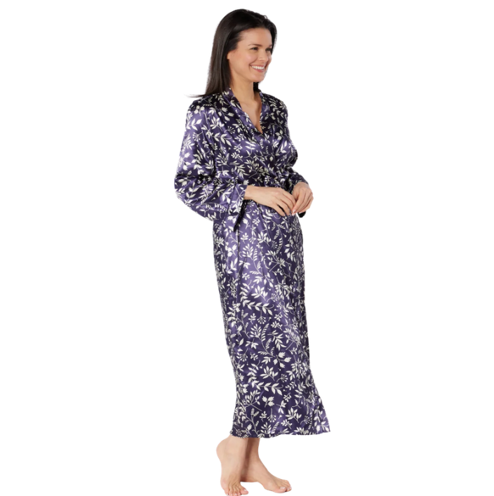 Autumn Leaves Satin Tie Robe