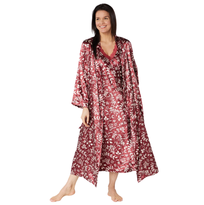 Autumn Leaves Satin Tie Robe