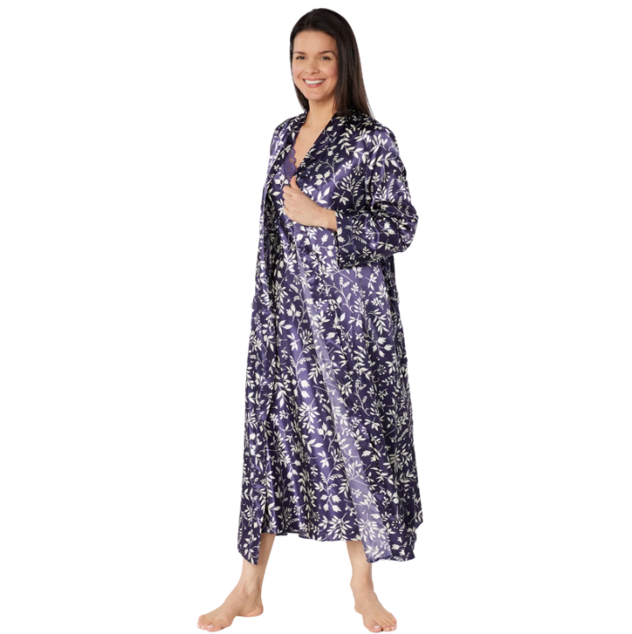 Autumn Leaves Satin Tie Robe
