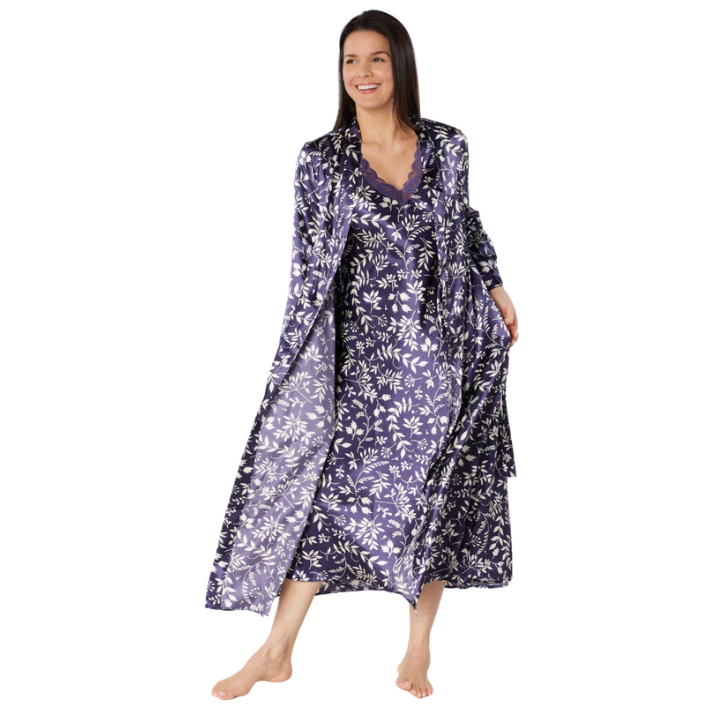 Autumn Leaves Satin Tie Robe