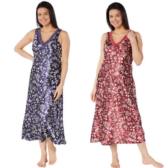 Autumn Leaves Satin Chemise Nightdress