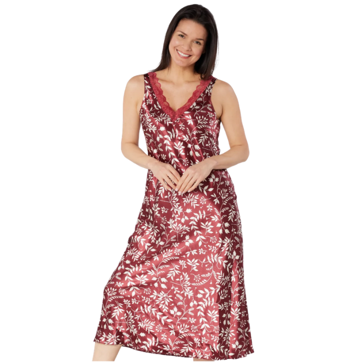 Autumn Leaves Satin Chemise Nightdress