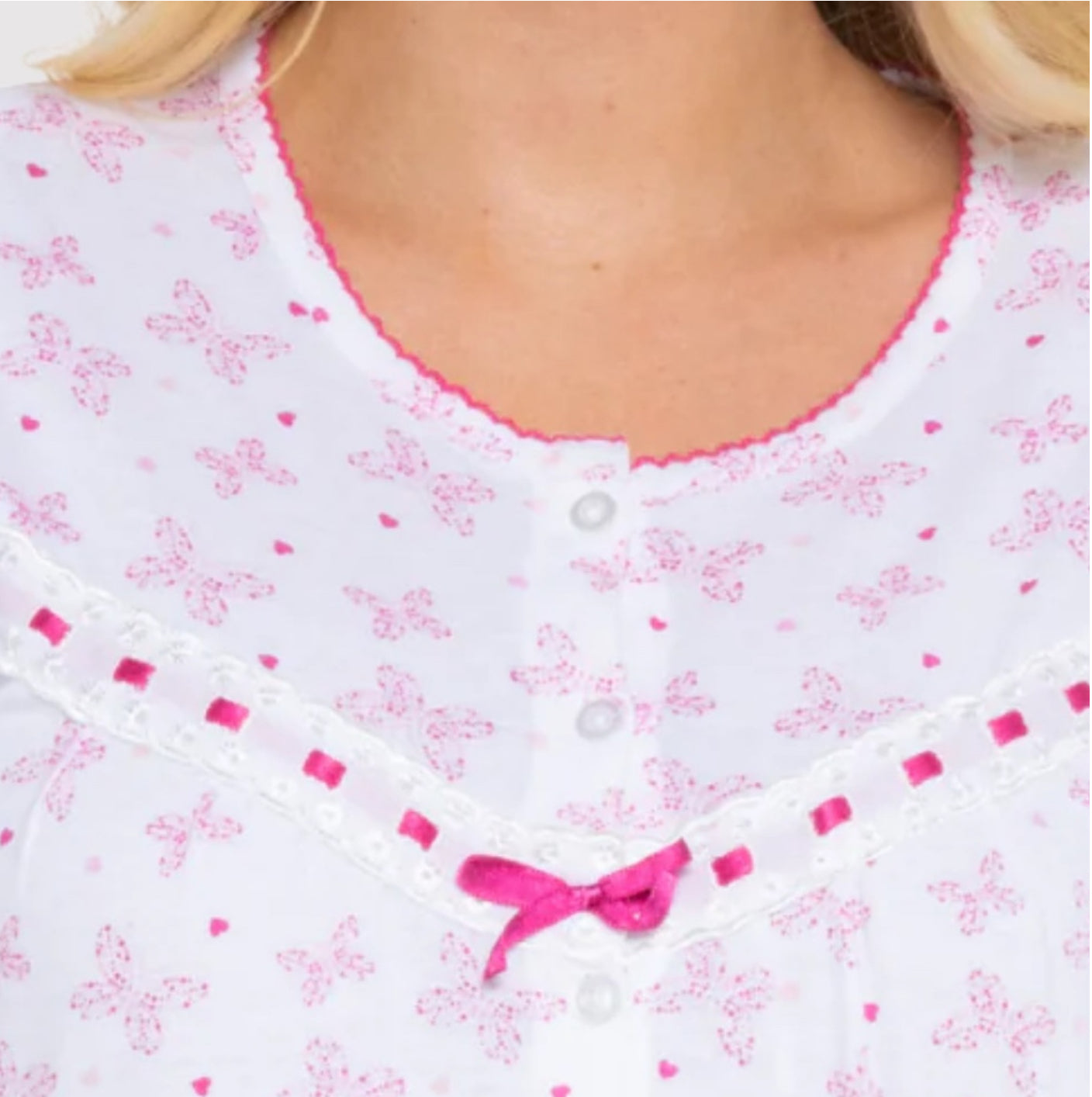 100% Cotton Jersey Butterfly Print Short Sleeve Nightdress - 6 Colours