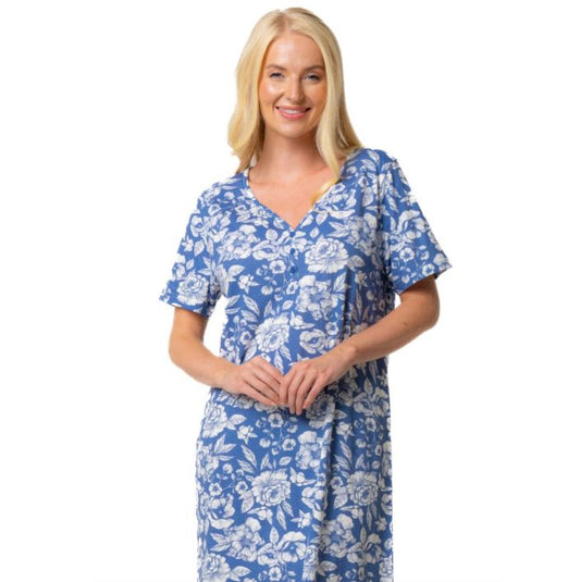 100% Cotton Denim Rose Nightdress Longer Length