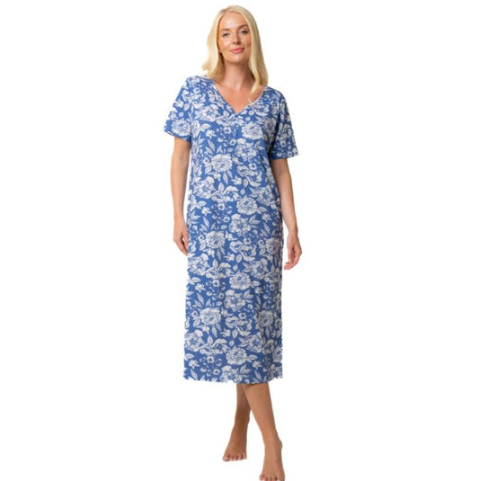 100% Cotton Denim Rose Nightdress Longer Length