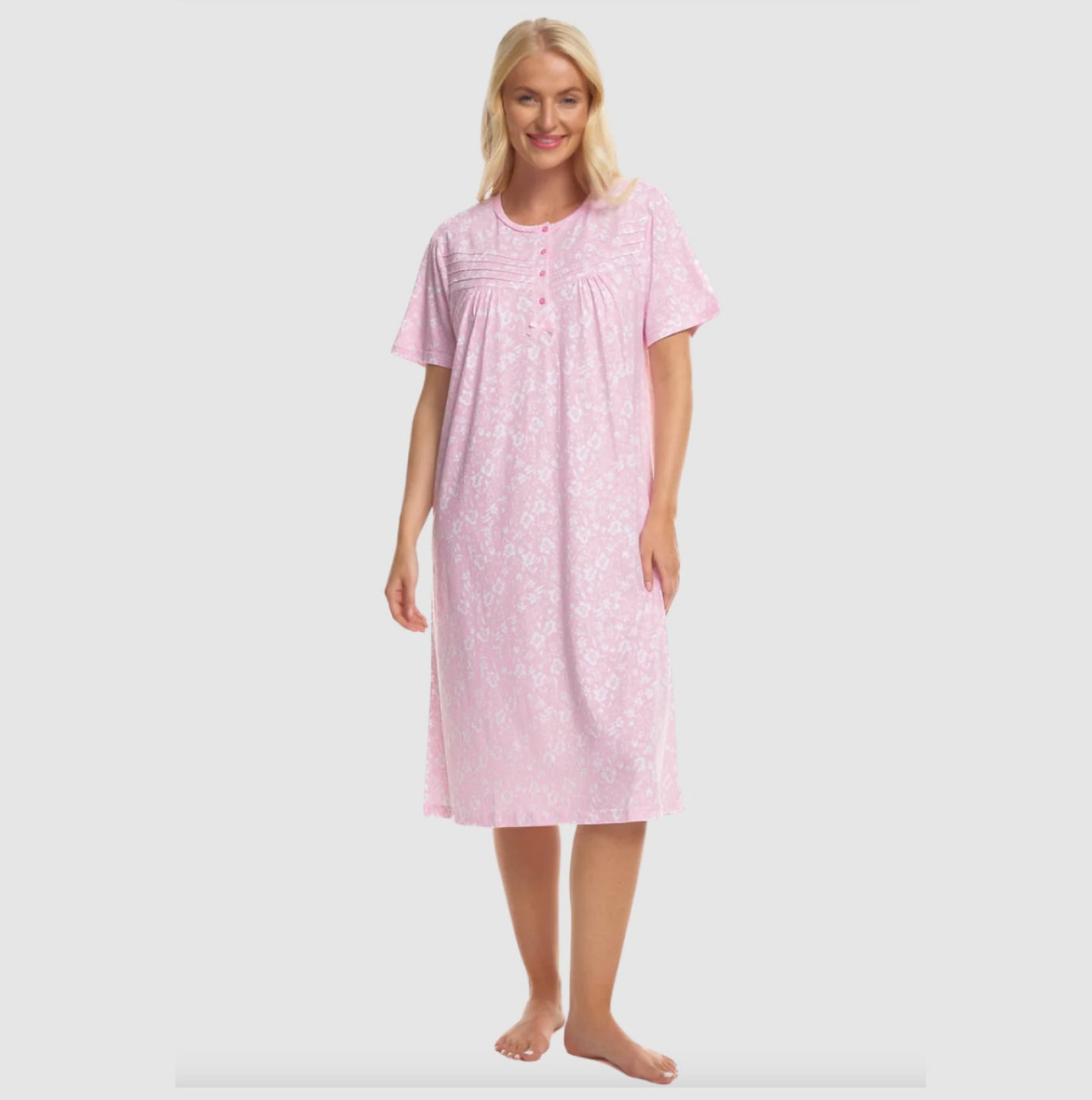 100% Cotton Jersey Short Sleeve Summer Print Nightdress